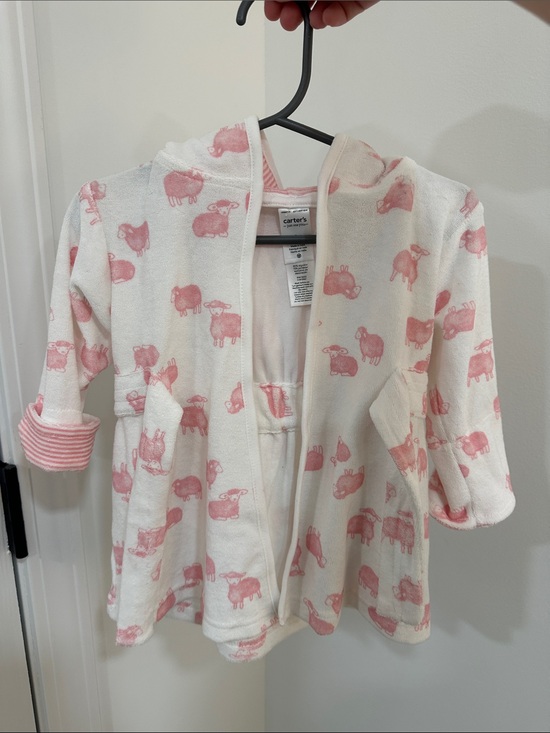 Carter's Other - Carter's Cream Hooded Baby Robe with Pink Sheep Print